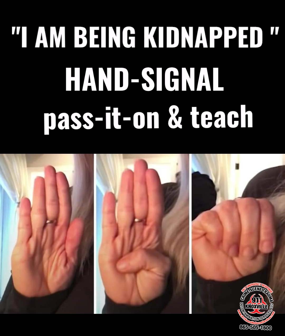 The Hand Signal for “I Am Being Kidnapped”