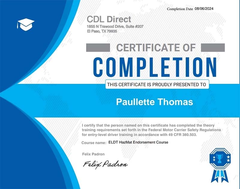 ELDT HazMat Endorsement Course