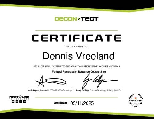 Decon Tect Dennis Vreeland Fentanyl Cert