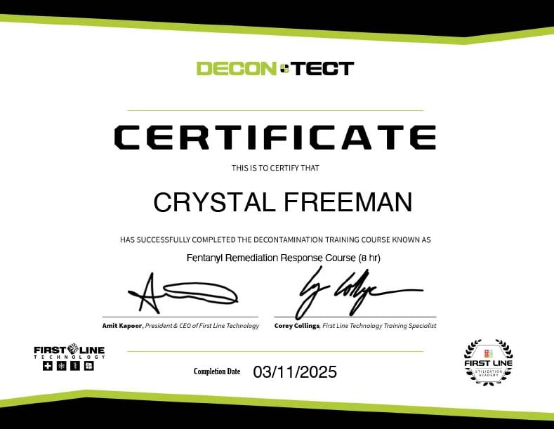 Fentanyl Certificate Crystal Freeman