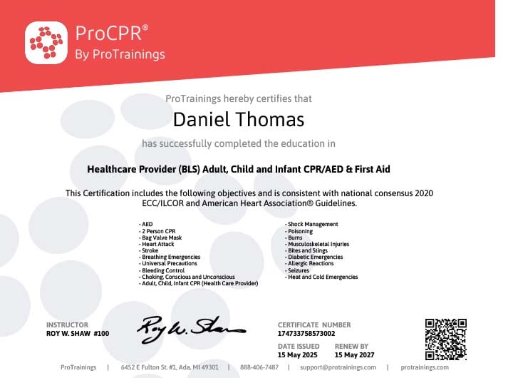 ProTrainings Daniel Thomas Certification